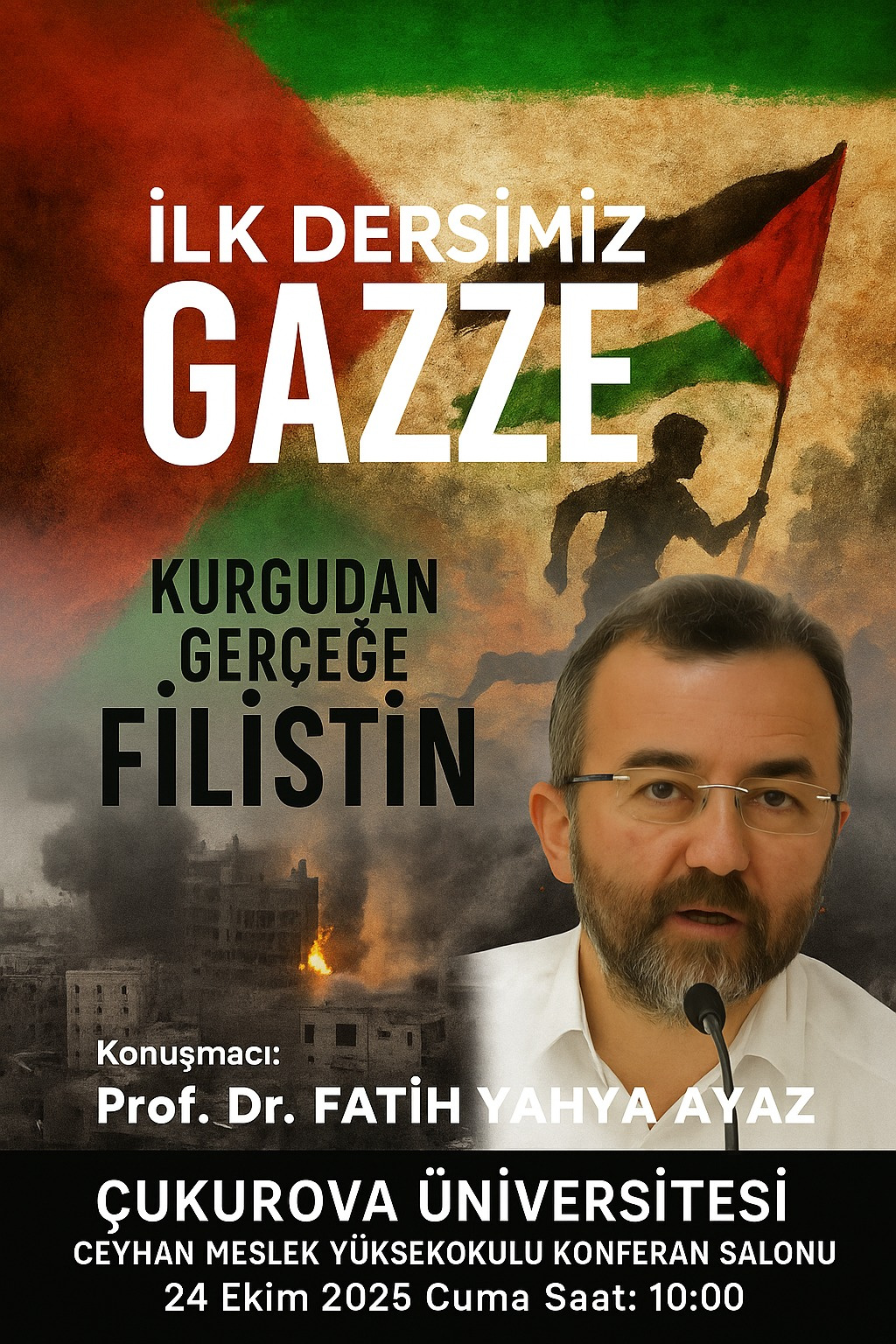</p><font face="" SIZE="10" color="GREEN"></br>  Prof. Dr. Fatih Yahya Ayaz’ın Filistin meselesinin kökenlerini, modern dönemdeki gelişmelerini ve bu sürecin kurguyla gerçeğin nasıl iç içe geçişini konu aldığı sunumu . </font></p>